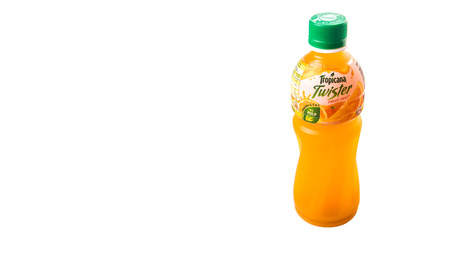 KUALA LUMPUR, MALAYSIA - FEBRUARY 22ND 2015. Tropicana bottled orange fruit juices. Tropicana Products Inc. is an American fruit juice multinational company and has been owned by PepsiCo since 1998.のeditorial素材