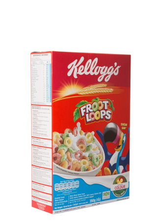 KUALA LUMPUR, MALAYSIA - FEBRUARY 24TH 2015. Kellogs Froot Loops. Founded in 1906 Kellogg\'s is an...
