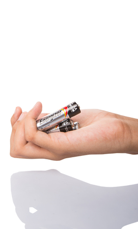 KUALA LUMPUR, MALAYSIA - FEBRUARY 27TH 2015. Used Energizer AA batteries. Energizer Holdings is an American manufacturer of batteries and are sold in over 165 countries worldwide.のeditorial素材
