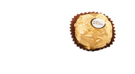 KUALA LUMPUR, MALAYSIA - MARCH 3RD 2015. Introduced in 1982, Ferrero Rocher is a chocolate brand made by Italian manufacturer Ferrero SpA. Ferrero SpA is the biggest chocolate producer in the world.のeditorial素材