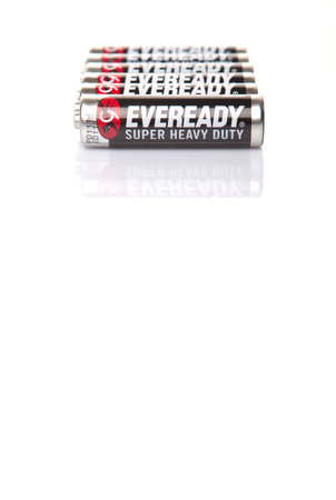 KUALA LUMPUR, MALAYSIA - MARCH 3RD 2015. Eveready AA batteries. Energizer Holdings is an American...