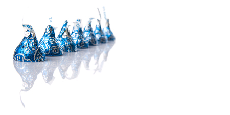 KUALA LUMPUR, MALAYSIA - MARCH 4TH 2015.  First introduced in 1905, Hershey Kisses is a brand of chocolate manufactured by The Hershey Company. Hershey product are sold in over sixty countries.のeditorial素材