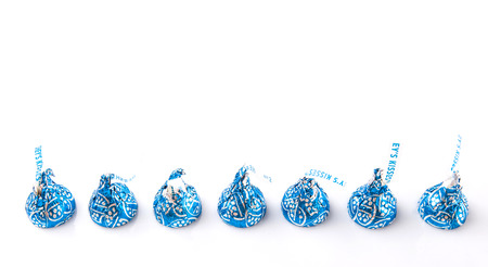 KUALA LUMPUR, MALAYSIA - MARCH 4TH 2015.  First introduced in 1905, Hershey Kisses is a brand of chocolate manufactured by The Hershey Company. Hershey product are sold in over sixty countries.のeditorial素材
