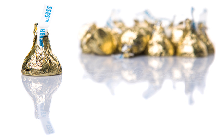 KUALA LUMPUR, MALAYSIA - MARCH 4TH 2015.  First introduced in 1905, Hershey Kisses is a brand of chocolate manufactured by The Hershey Company. Hershey product are sold in over sixty countries.のeditorial素材