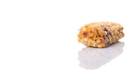 Cereal bar over white backgroundの写真素材