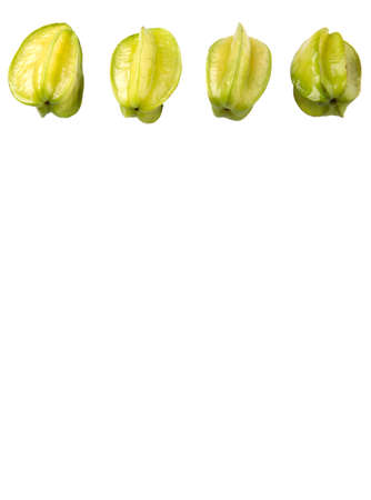 Starfruit or carambola over white backgroundの写真素材