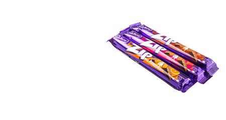 KUALA LUMPUR, MALAYSIA - MARCH 19TH 2015. Cadbury Zip chocolate wafer bar. Owned by Mondelez International, Cadbury is the second largest confectionery brand in the world.のeditorial素材