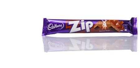 KUALA LUMPUR, MALAYSIA - MARCH 19TH 2015. Cadbury Zip chocolate wafer bar. Owned by Mondelez International, Cadbury is the second largest confectionery brand in the world.のeditorial素材