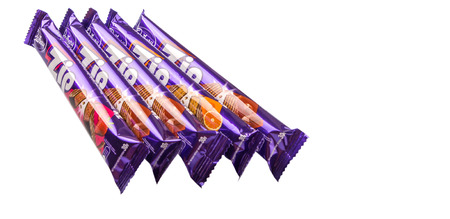KUALA LUMPUR, MALAYSIA - MARCH 19TH 2015. Cadbury Zip chocolate wafer bar. Owned by Mondelez International, Cadbury is the second largest confectionery brand in the world.のeditorial素材