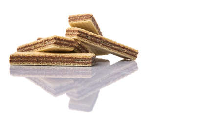 Wafer bar biscuit over white backgroundの写真素材
