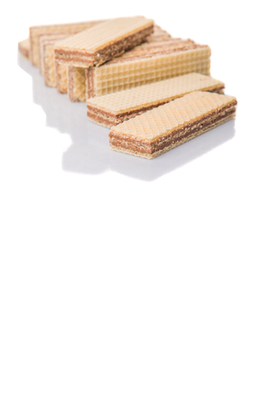 Wafer bar biscuit over white backgroundの写真素材