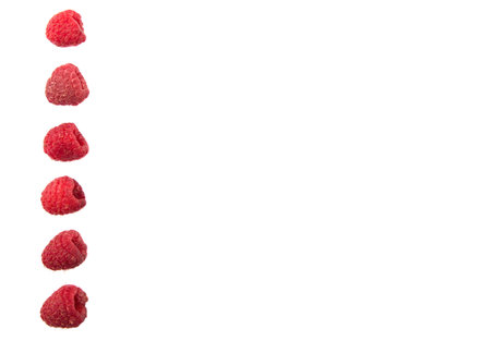 Raspberry fruit over white background