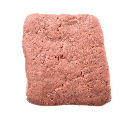 A block of traditionally made shrimp paste over white background