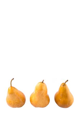 Bosc pear fruit over white backgroundの写真素材
