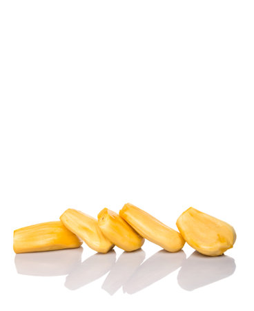 Exotic jackfruit over white backgroundの写真素材