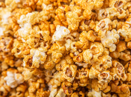 Caramel popcorn close up viewの写真素材