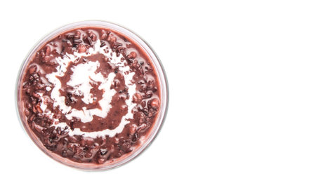 Malaysian sweet black glutinous rice porridge on over white background