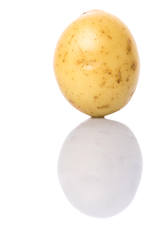 Baby potatoes over white backgroundの写真素材