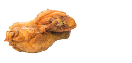 Deep fried chicken drumsticks over white の写真素材