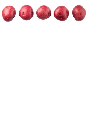 Red potatoes over white backgroundの写真素材
