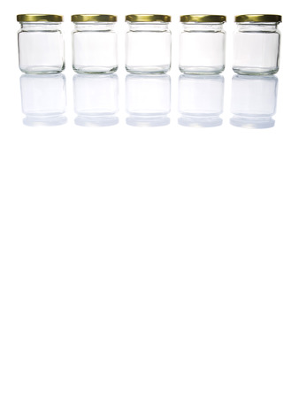 Empty mason jars over white backgroundの写真素材