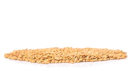 Fenugreek seeds over white backgroundの写真素材
