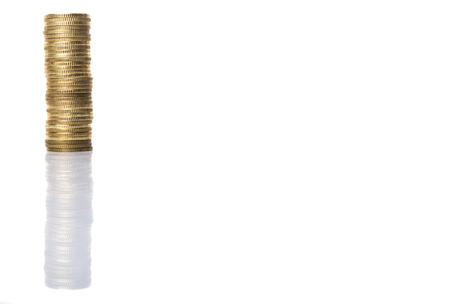 Malaysian coins over white backgroundの写真素材