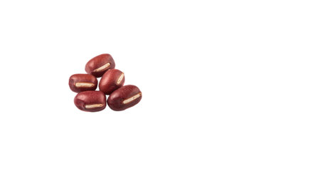 Red adzuki beans over white background
