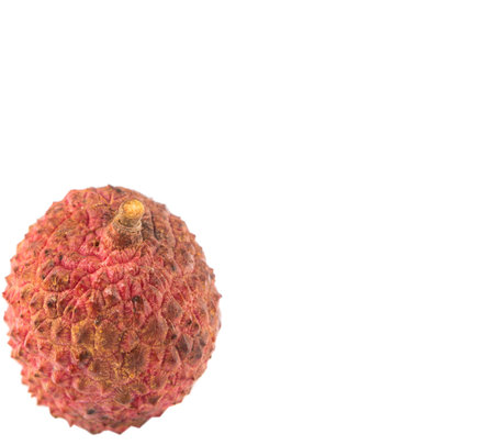 Ripe lychee fruits over white backgroundの写真素材