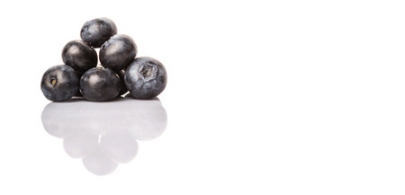 Blueberry fruits on white backgroundの写真素材