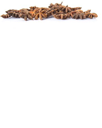 Star anise spice over white background