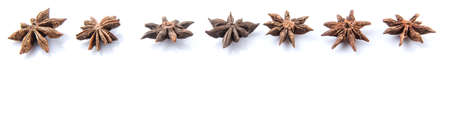Star anise spice over white backgroundの写真素材