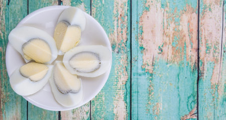 Hard boiled eggの写真素材