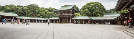 TOKYO, JAPAN - AUGUST 16TH 2015. Meiji Shrine, located in Shibuya, Tokyo, is the Shinto shrine, dedicated to the deified spirits of Emperor Meiji, the 122nd Emperor of Japan and his wife.のeditorial素材
