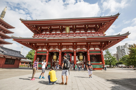 ASAKUSA, TOKYO, JAPAN - AUGUST 22ND, 2015: Founded in 645 CE, Sensoji shrine is an ancient Buddhist temple and Tokyo's oldest temple.のeditorial素材