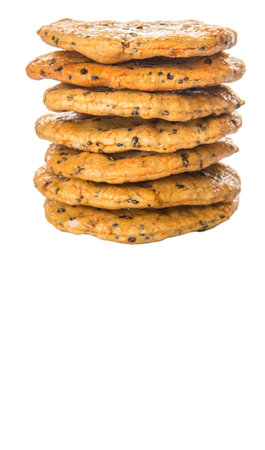 Japanese rice crackers, locally known as senbei over white background