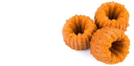 Malaysian dessert dish steamed caramelized sweet and soft cake, locally known as Kuih Apam Gula Hangus on white background.の写真素材
