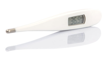 Medical thermometer over white background