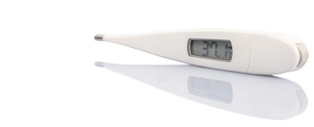 Medical thermometer over white background