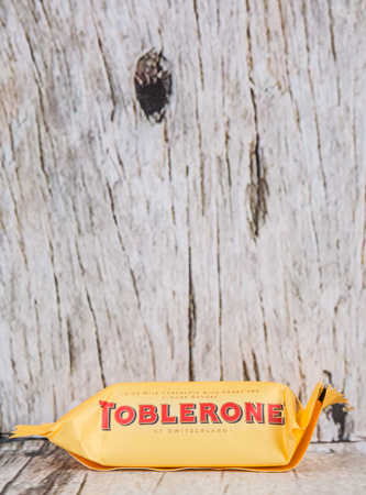 TOKYO, JAPAN - 4TH OCTOBER 2015. Created by Theodor Tobler in 1908, Toblerone is a Swiss triangular chocolate bar brand owned by American Mondelez International.のeditorial素材
