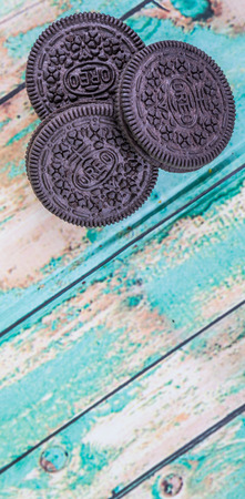 TOKYO, JAPAN - OCTOBER 11TH 2015. Oreo is a sandwich cookie with a sweet cream filling by Nabisco Division of Mondelez International and is the best selling cookie in the United States.のeditorial素材