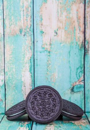 TOKYO, JAPAN - OCTOBER 11TH 2015. Oreo is a sandwich cookie with a sweet cream filling by Nabisco Division of Mondelez International and is the best selling cookie in the United States.のeditorial素材