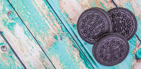 TOKYO, JAPAN - OCTOBER 11TH 2015. Oreo is a sandwich cookie with a sweet cream filling by Nabisco Division of Mondelez International and is the best selling cookie in the United States.のeditorial素材