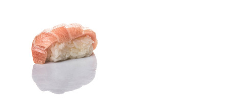 Japanese Otoro tuna sushi over white backgroundの写真素材