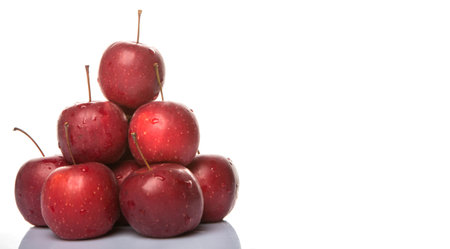 Crab apple fruit over white backgroundの写真素材