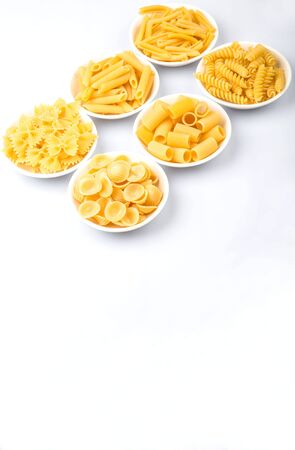 Dried pasta variety and various shapesの写真素材