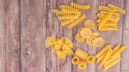 Dried pasta variety and various shapesの写真素材