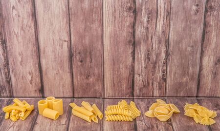 Dried pasta variety and various shapesの写真素材