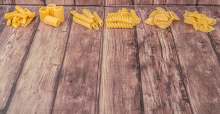 Dried pasta variety and various shapesの写真素材