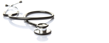 Medical stethoscope over white backgroundの写真素材